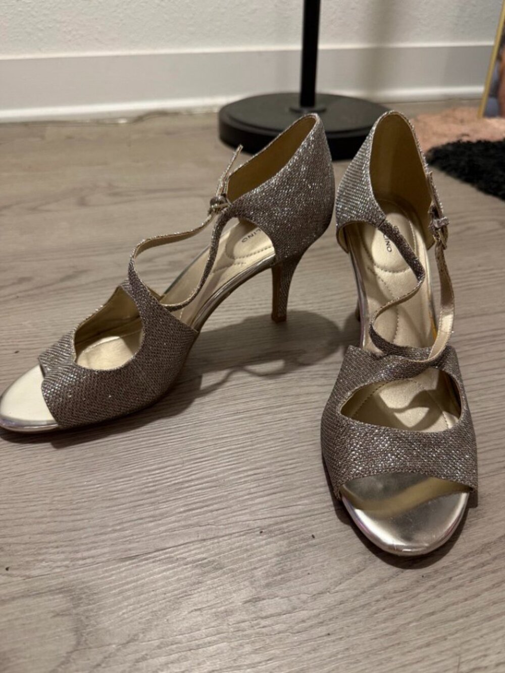 Bandolino Metalic/Glitter Strappy Heels